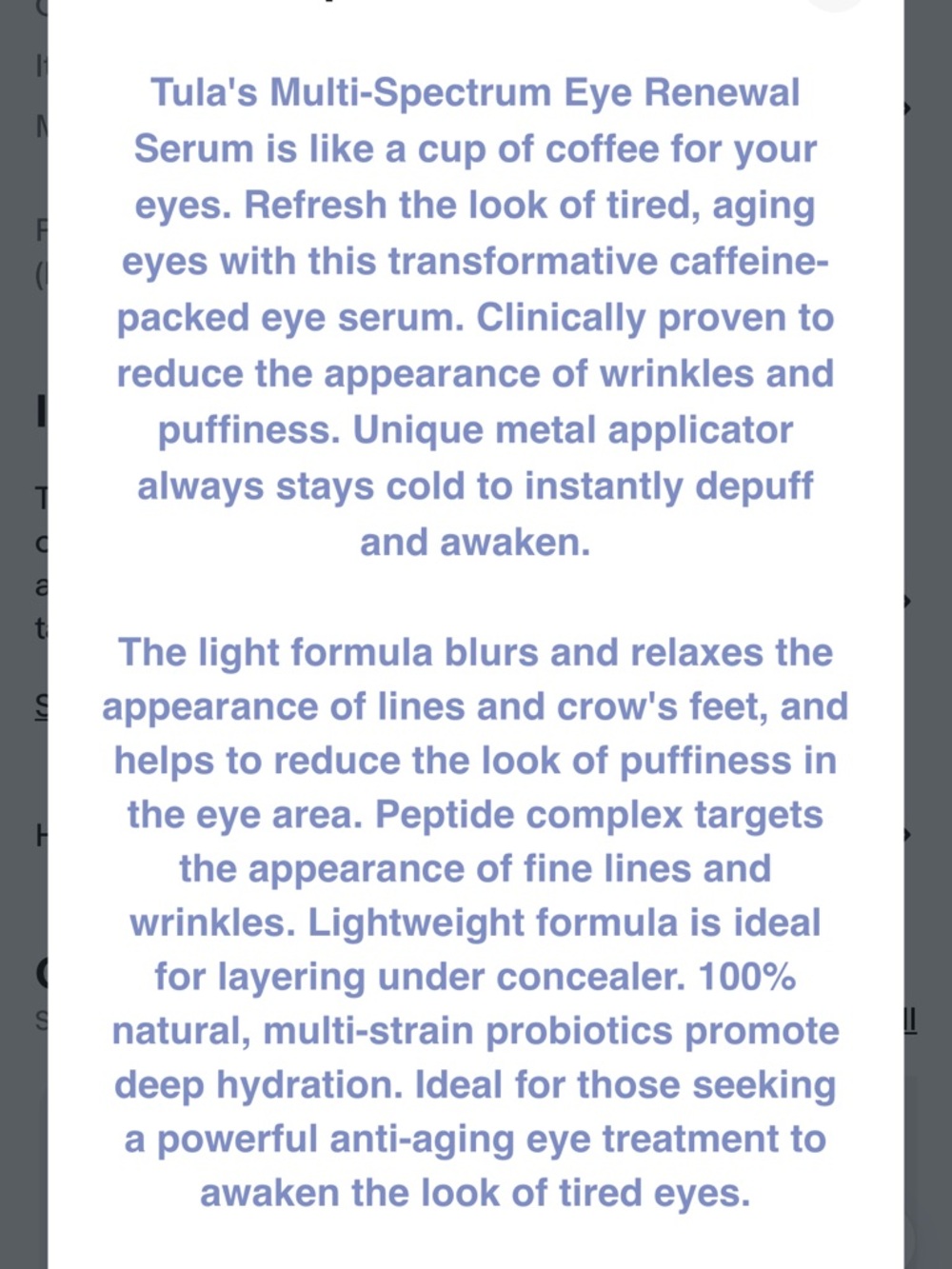 Tula Eye Renewal Serum - Picture 2 of 3